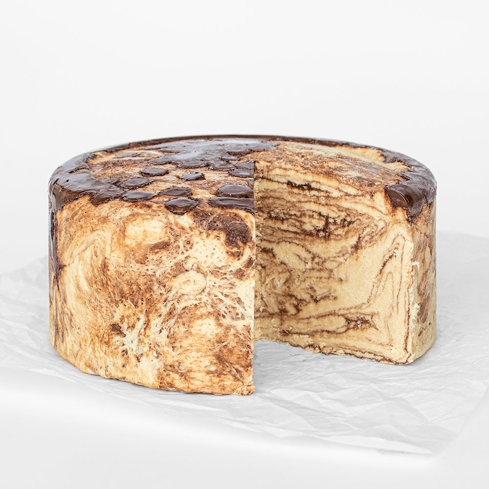 A sea salt dark chocolate halva cake.